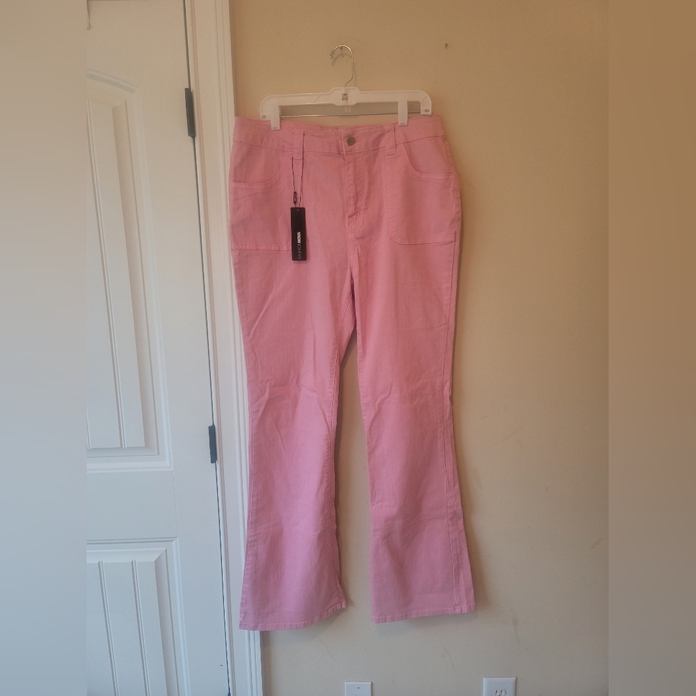 NWT Fashion Nova Pink Denim Unconditional Love Flare Pants Jeans